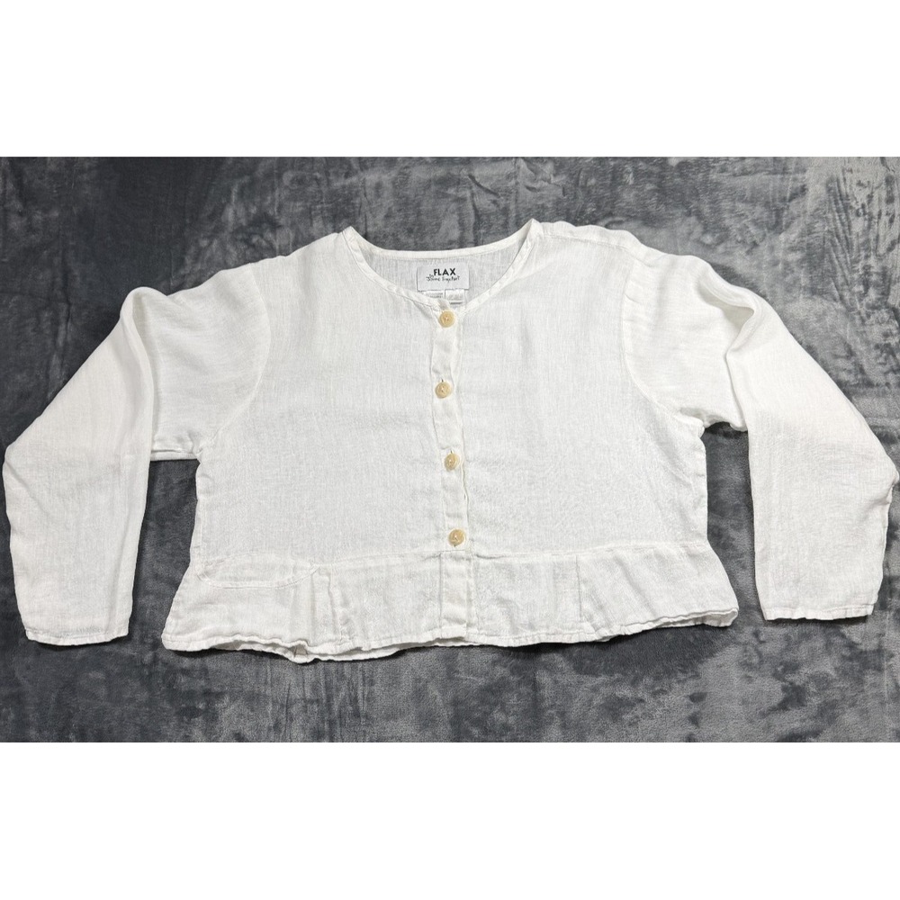 FLAX Jeanne Engelhart White Linen Cracker Jacket